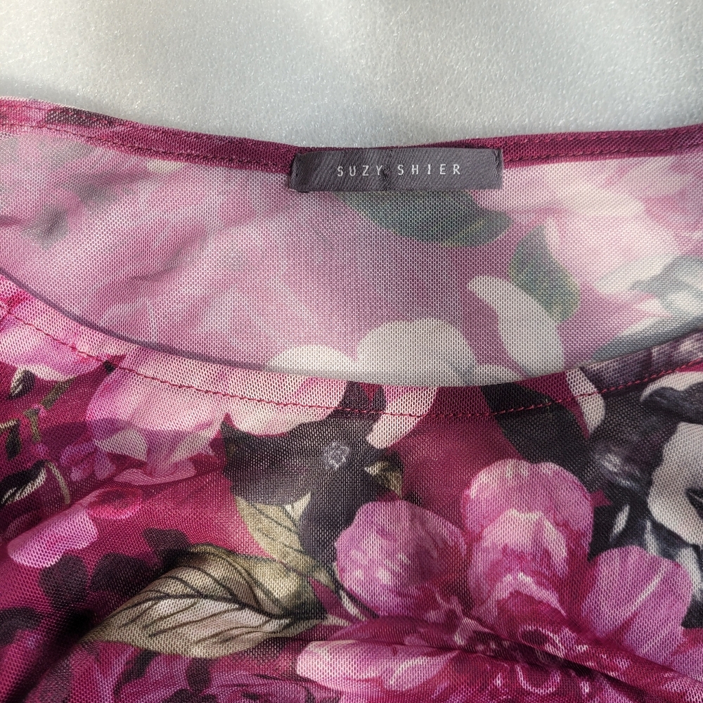 Vintage Y2K Ruched Sheer Mesh Floral Top Fairycore Romantic Club Wear M - Picture 13 of 16